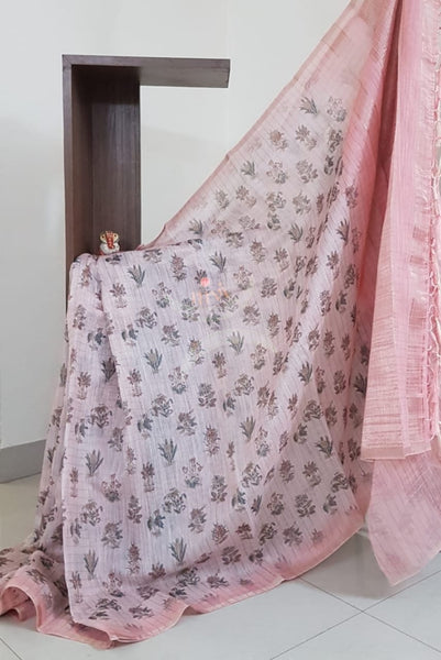 Digital printed linen saree.