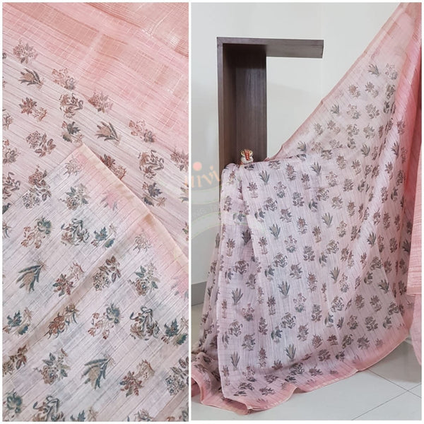 Digital printed linen saree.