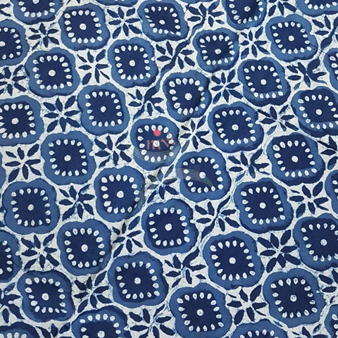 Handloom block printed cotton fabric