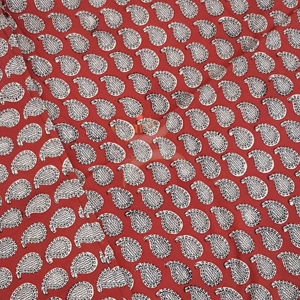 Handloom block printed cotton fabric