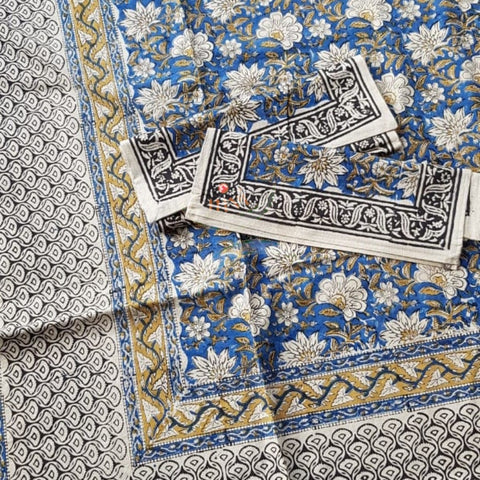 Handloom handblock printed pure cotton king size bed sheet of size 90×108 inches