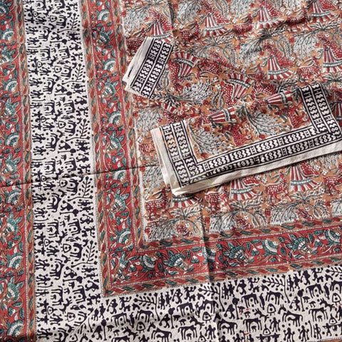 Handloom handblock printed pure cotton king size bed sheet of size 90×108 inches
