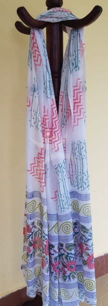 Handblock printed cotton 3 piece suit with cotton block printed duppata.