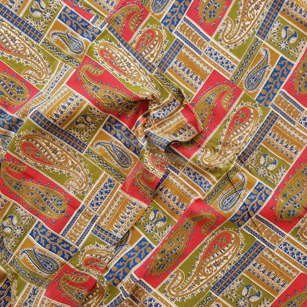 Handloom cotton kalamkari printed fabric of width 44 inches