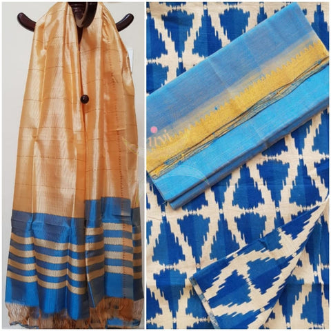 Cotton kalamkari top with silk duppata and botton