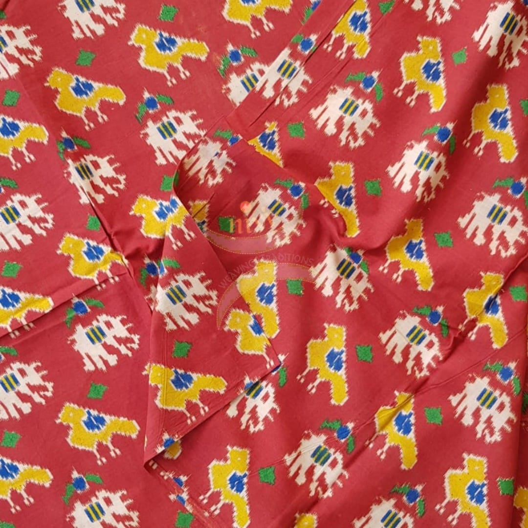 Handloom cotton kalamkari printed fabric of width 44 inches