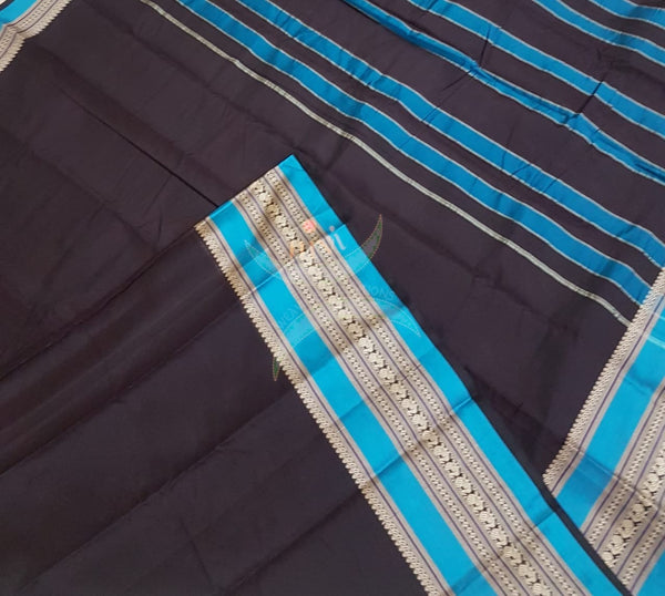 Black south cotton saree with traditional woven border