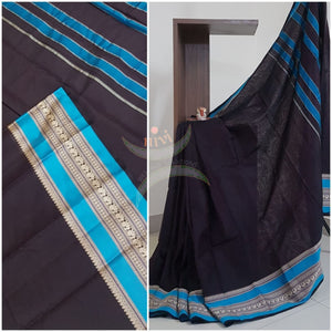 Black south cotton saree with traditional woven border