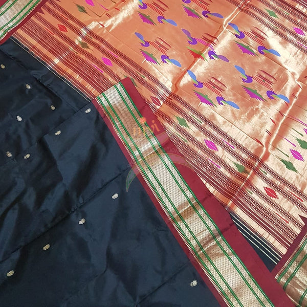 Black handloom pure silk paithani