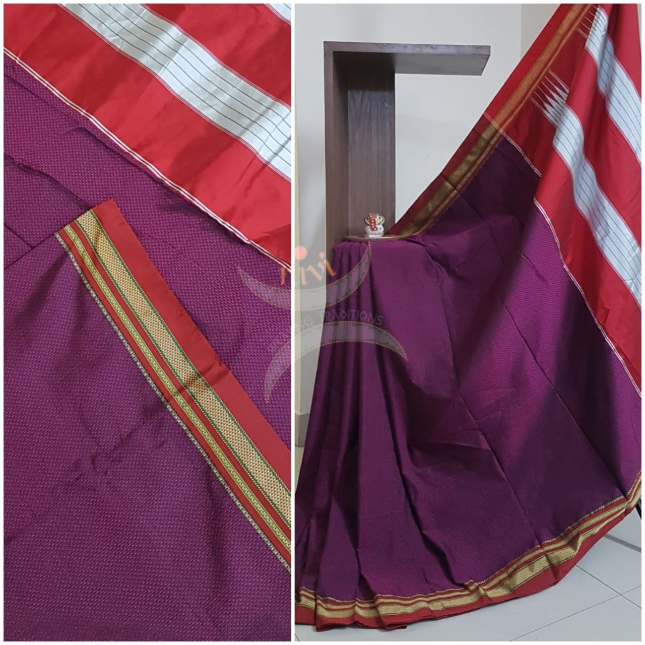 Khun/Khana saree with traditional ilkal pallu