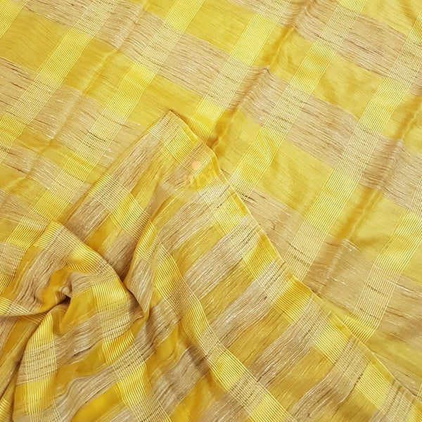 Yellow Cotton organza geecha Saree