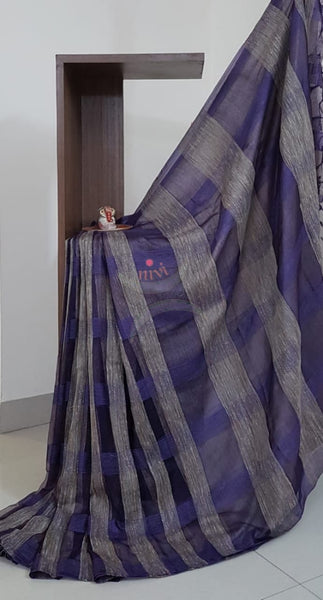 Navy blue Cotton organza geecha Saree