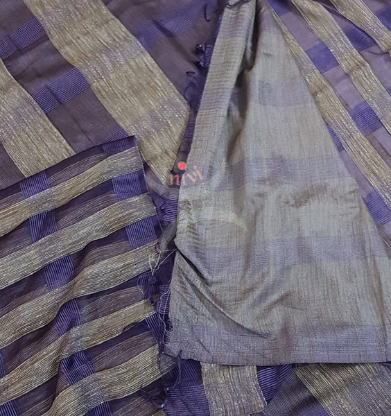 Navy blue Cotton organza geecha Saree