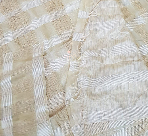 Off white Cotton organza geecha Saree