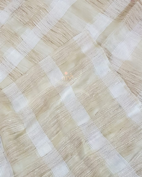 Off white Cotton organza geecha Saree