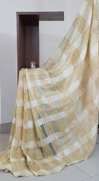 Off white Cotton organza geecha Saree