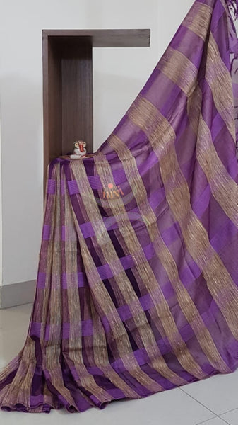 Purple Cotton organza geecha Saree