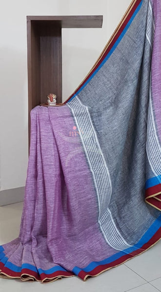 Mauve with Grey linen saree