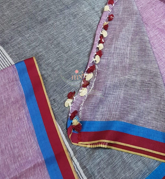 Mauve with Grey linen saree