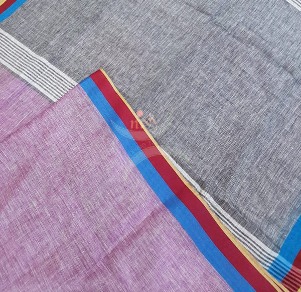 Mauve with Grey linen saree