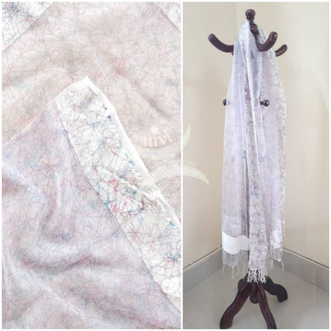 Off white printed organza dupatta