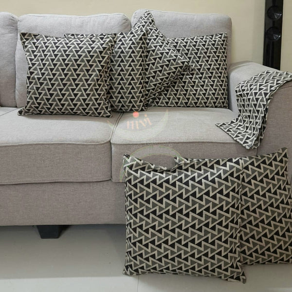 Set of 2 black kalamkari printed cotton cushion covers 16x16 inches