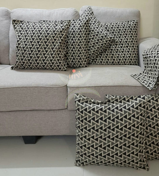 Set of 2 black kalamkari printed cotton cushion covers 16x16 inches