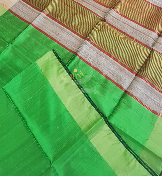 Copy of Green 100% pure handloom Bagalpuri silk with geecha pallu .