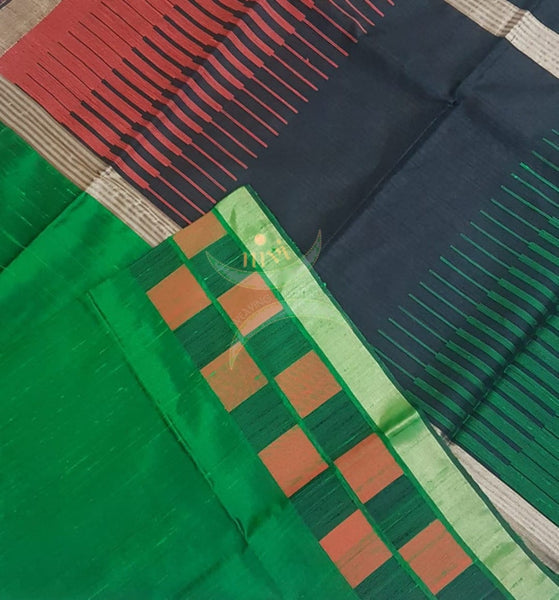 Green 100% pure handloom Bagalpuri  silk .