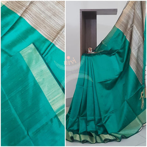 Sea green 100% pure handloom Bagalpuri silk with geecha pallu .
