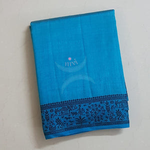 Blue Art silk tussar saree with blouse piece