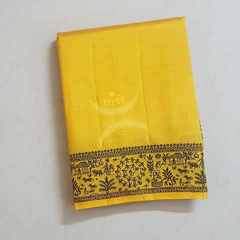 Yellow Art silk tussar saree with blouse piece