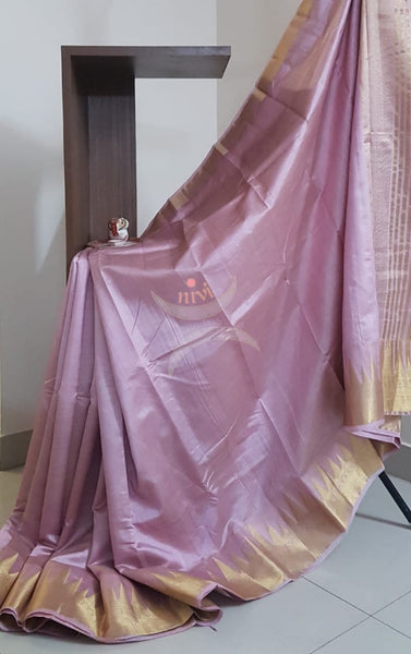 Mauve Art silk tussar saree with blouse piece