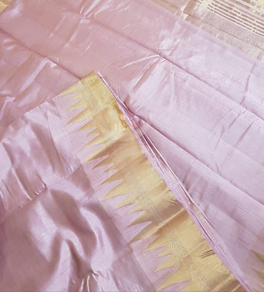 Mauve Art silk tussar saree with blouse piece