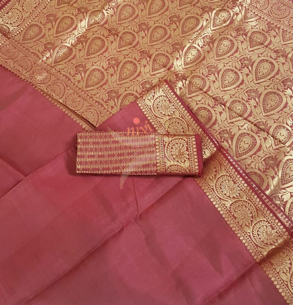 Maroon Art silk tussar with traditional border and brocade woven pallu