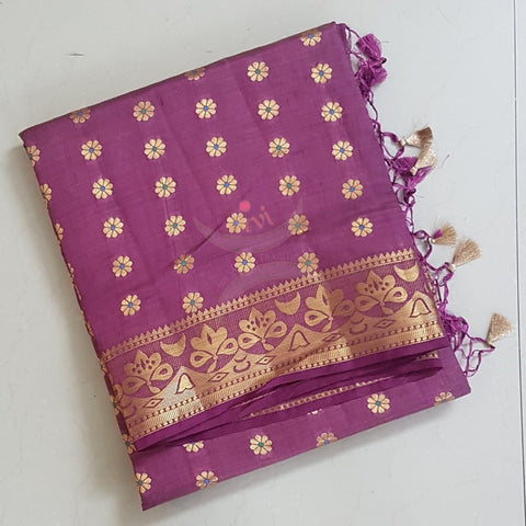 Purple Art silk tussar with all over  jacquard weaving and brocade  pallu