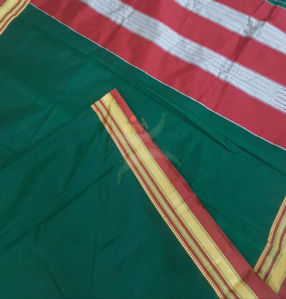 Green Cotton blended traditional ilkal saree
