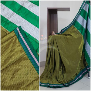 Moss green Khun/khana saree with traditional pallu