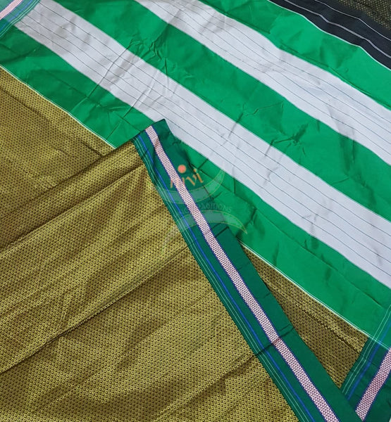 Moss green Khun/khana saree with traditional pallu