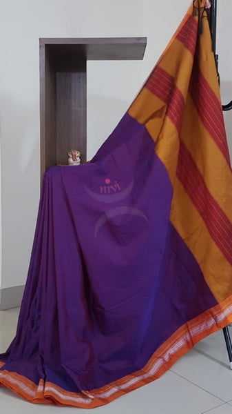 Purple Khun/khana saree with traditional pallu