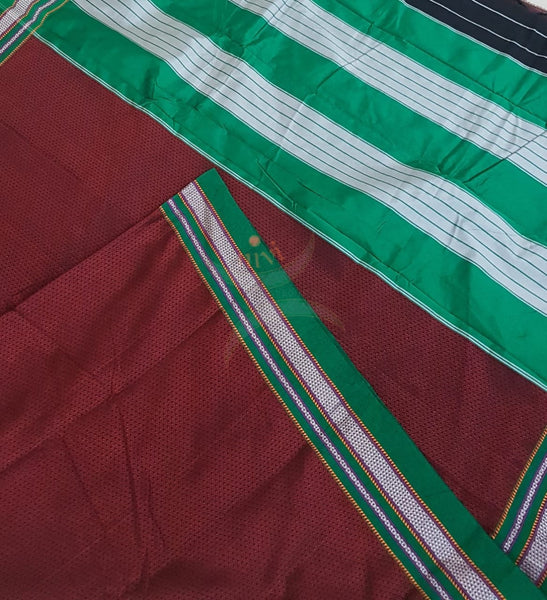 Maroon Khun/khana saree with traditional pallu