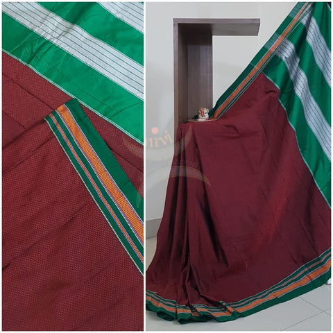 Maroon Khun/khana saree with traditional pallu