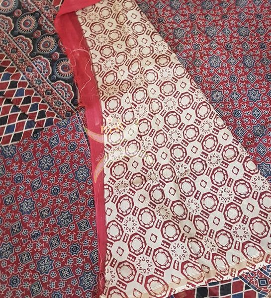 Ajrak handblock printed Chanderi saree