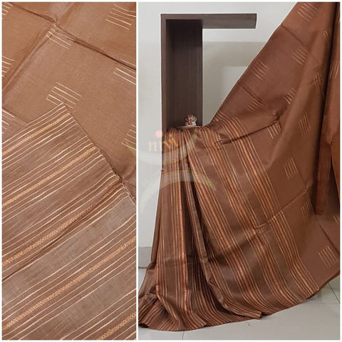 Brown pure tussar silk