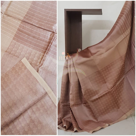 Brown pure tussar silk