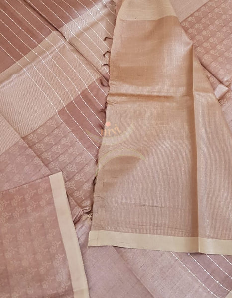 Brown pure tussar silk