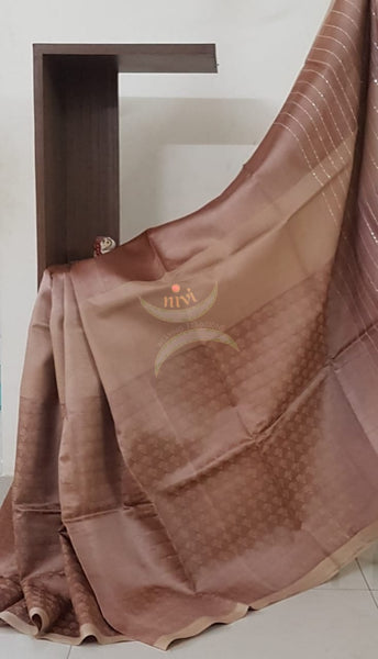 Brown pure tussar silk