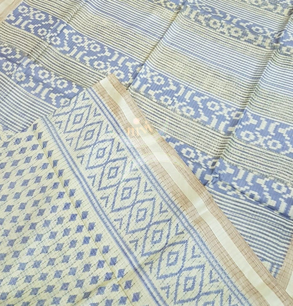 Lemon yellow linen block printed saree