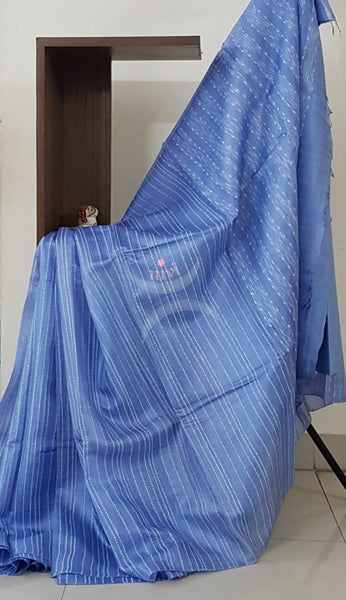 Blue pure tussar silk