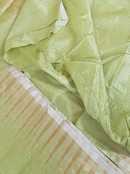 Pastel green cotton tissue saree